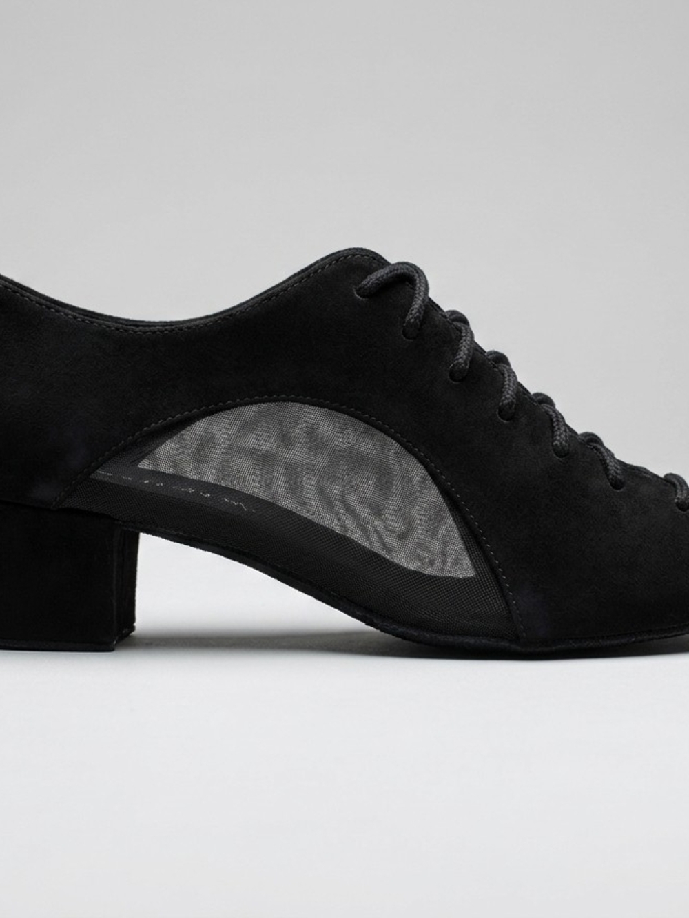 Women's Black Suede Lace-Up Low Block Heel Shoe 187